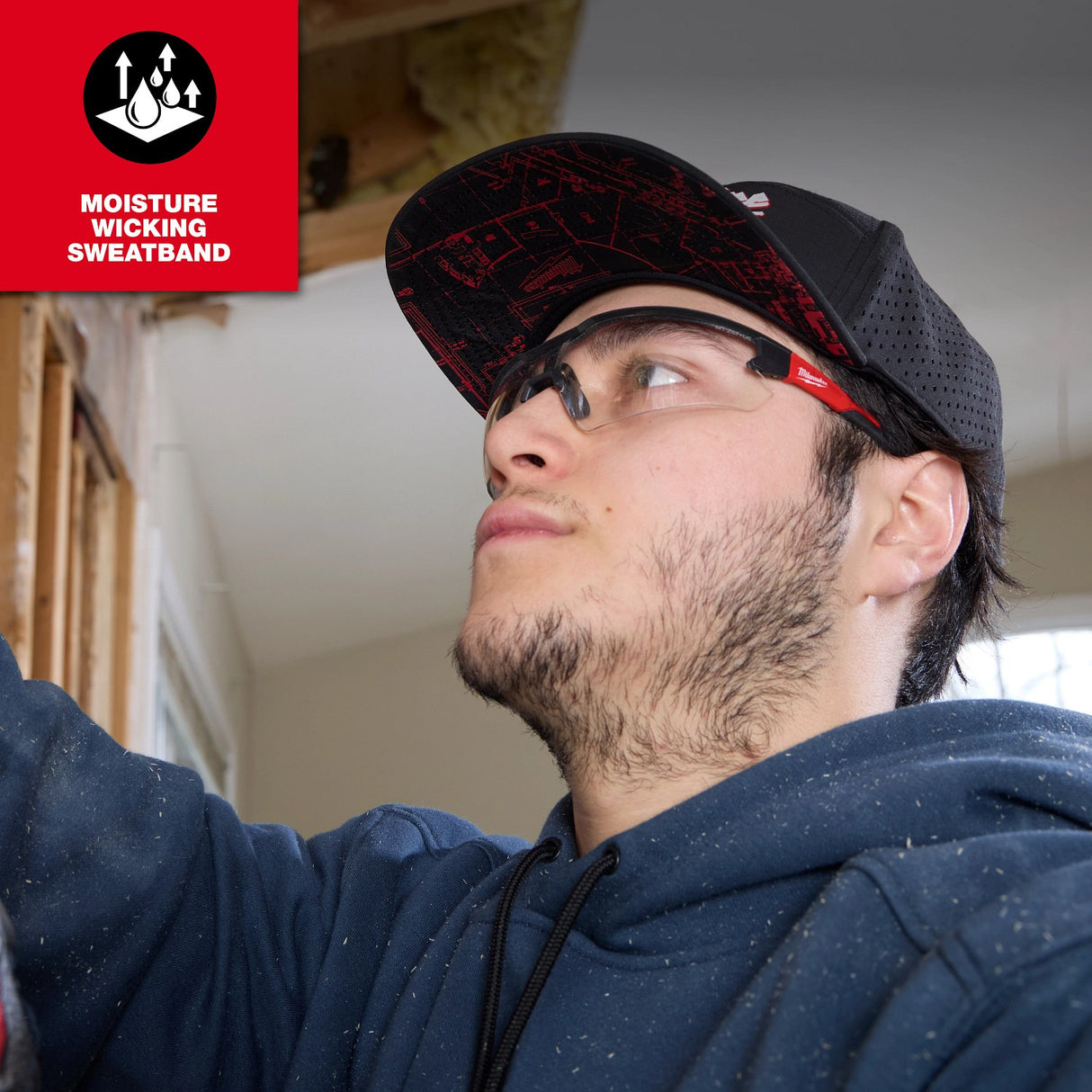 Milwaukee M771E Flat-Brim Snapback Hat with Laser-Cut Ventilation and Moisture-Wicking Sweatband - 4