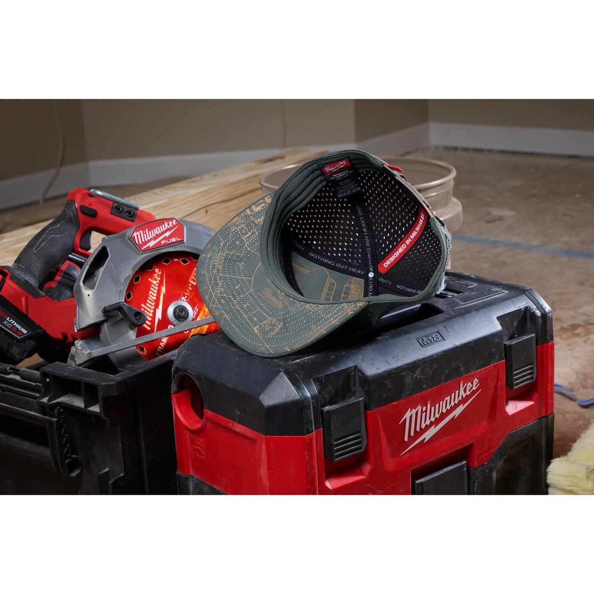 Milwaukee M771E Flat-Brim Snapback Hat with Laser-Cut Ventilation and Moisture-Wicking Sweatband - 9