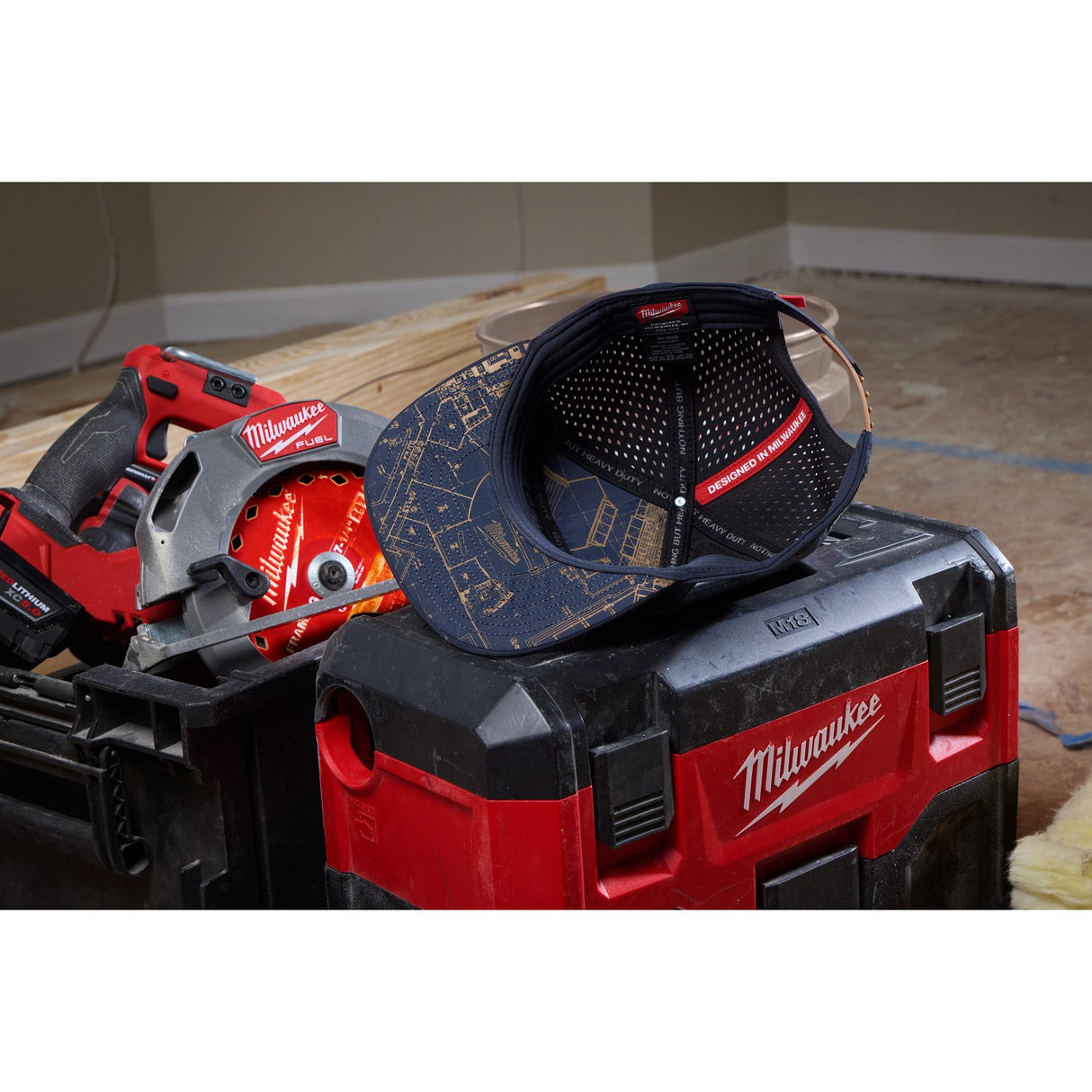 Milwaukee M771U Flat Brim Snapback Hat with Moisture Wicking Sweatband Blue - 9