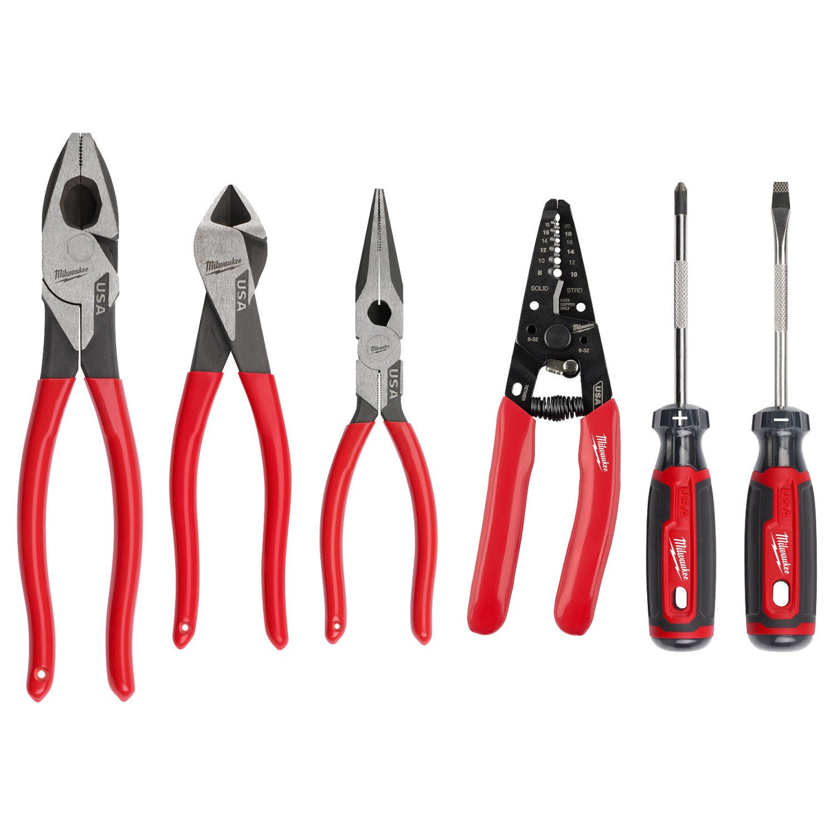 Milwaukee MT500-6 Dipped Grip Pliers Wire Stripper and Screwdriver Set Made in USA (6 Piece Set) - 14