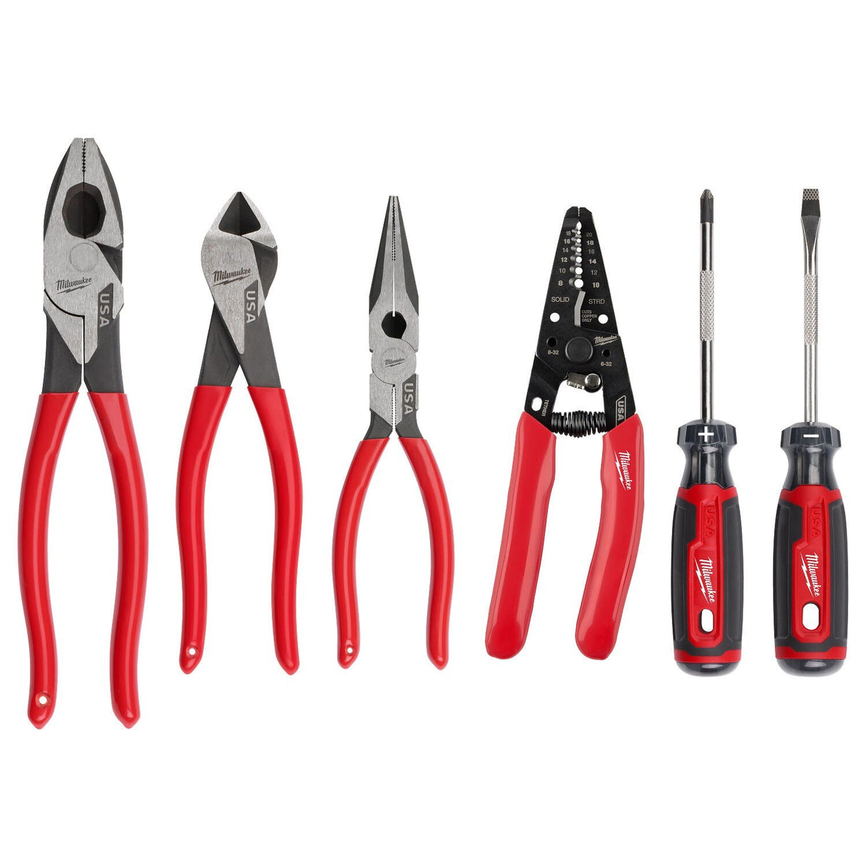 Milwaukee MT500-6 Dipped Grip Pliers Wire Stripper and Screwdriver Set Made in USA (6 Piece Set) - 14