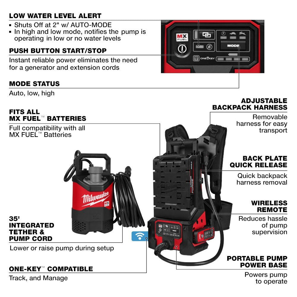 Milwaukee MXF211-1XC MX FUEL 1HP 2" Submersible Pump Kit - 2