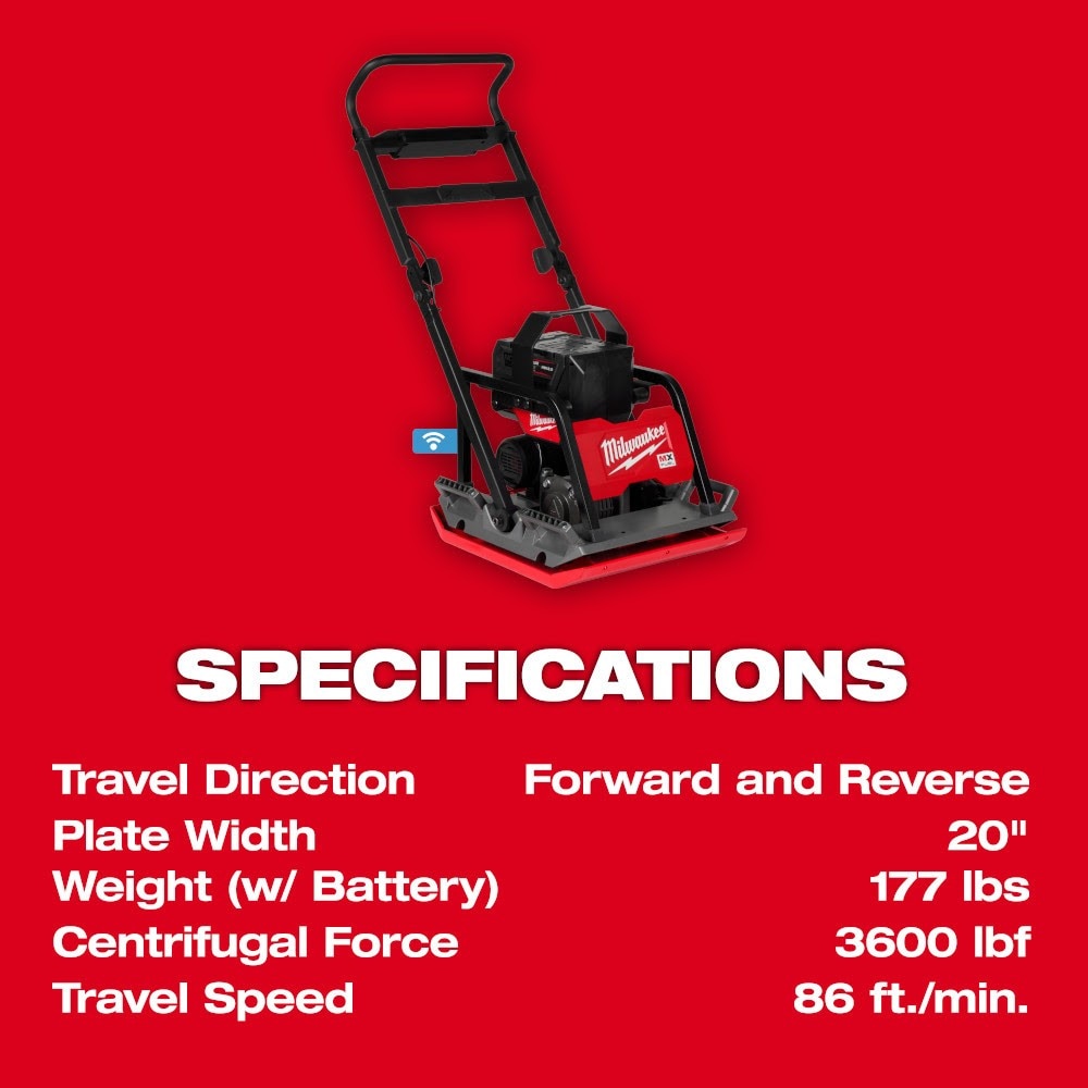 Milwaukee MXF220-2HD MX FUEL Lithium-Ion 20 in. Plate Compactor Kit with (2) FORGE HD12.0 Batteries and (1) MX FUEL Super Charger - 13