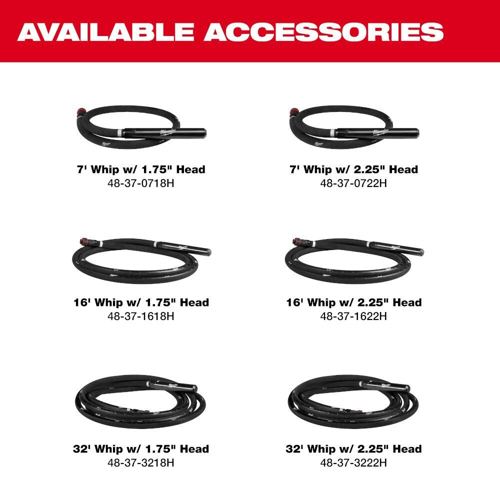 Milwaukee MXF372-2XCB MX FUEL Backpack High Cycle Concrete Vibrator Kit w/ 7' Whip / 1.75" Head - 12