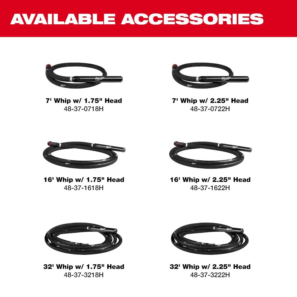 Milwaukee MXF372-2XCB MX FUEL Backpack High Cycle Concrete Vibrator Kit w/ 7' Whip / 1.75" Head - 12