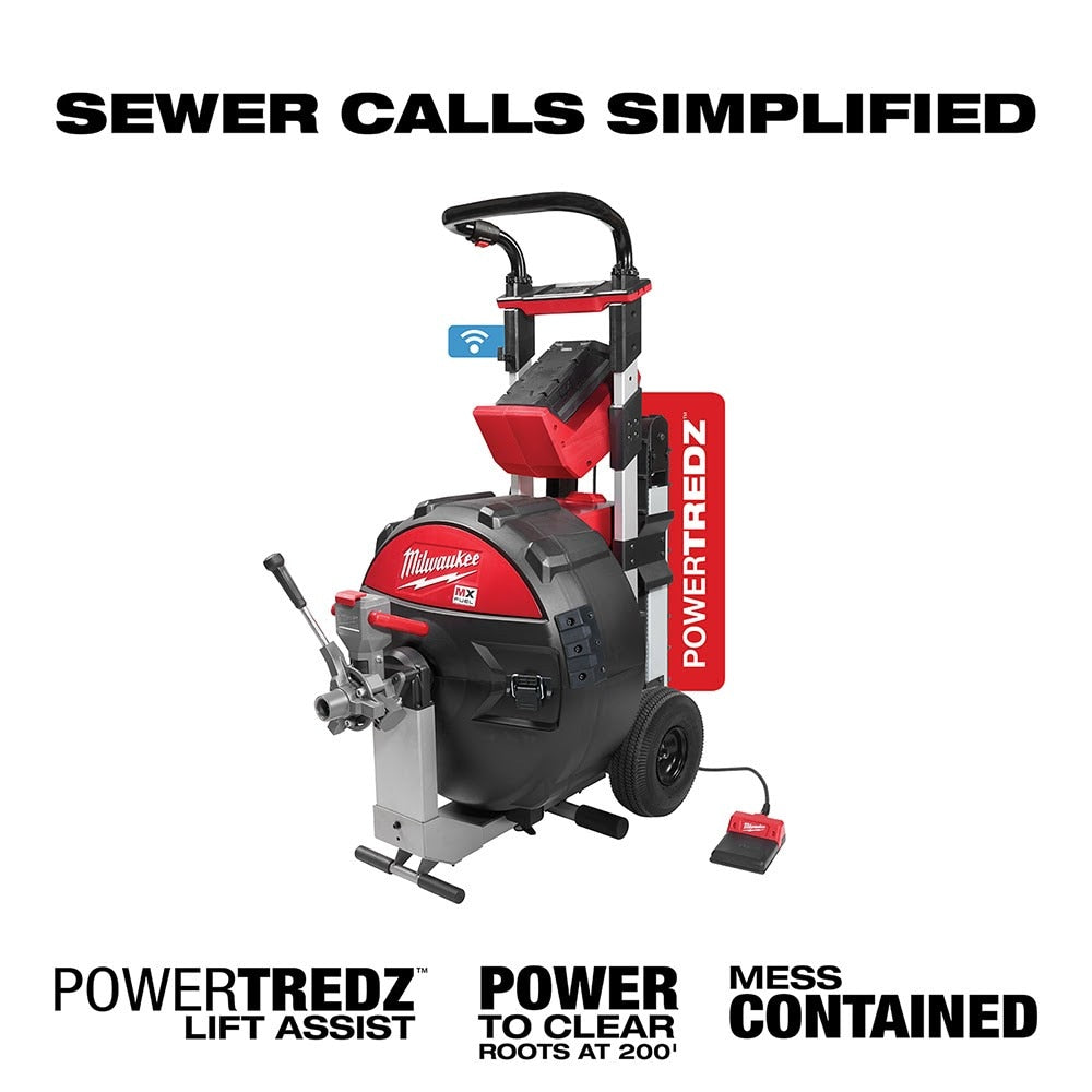 Milwaukee MXF501-1CP MX FUEL POWERTREDZ Sewer Drum Machine Drain Cleaner Kit w/ Battery and Charger - 3