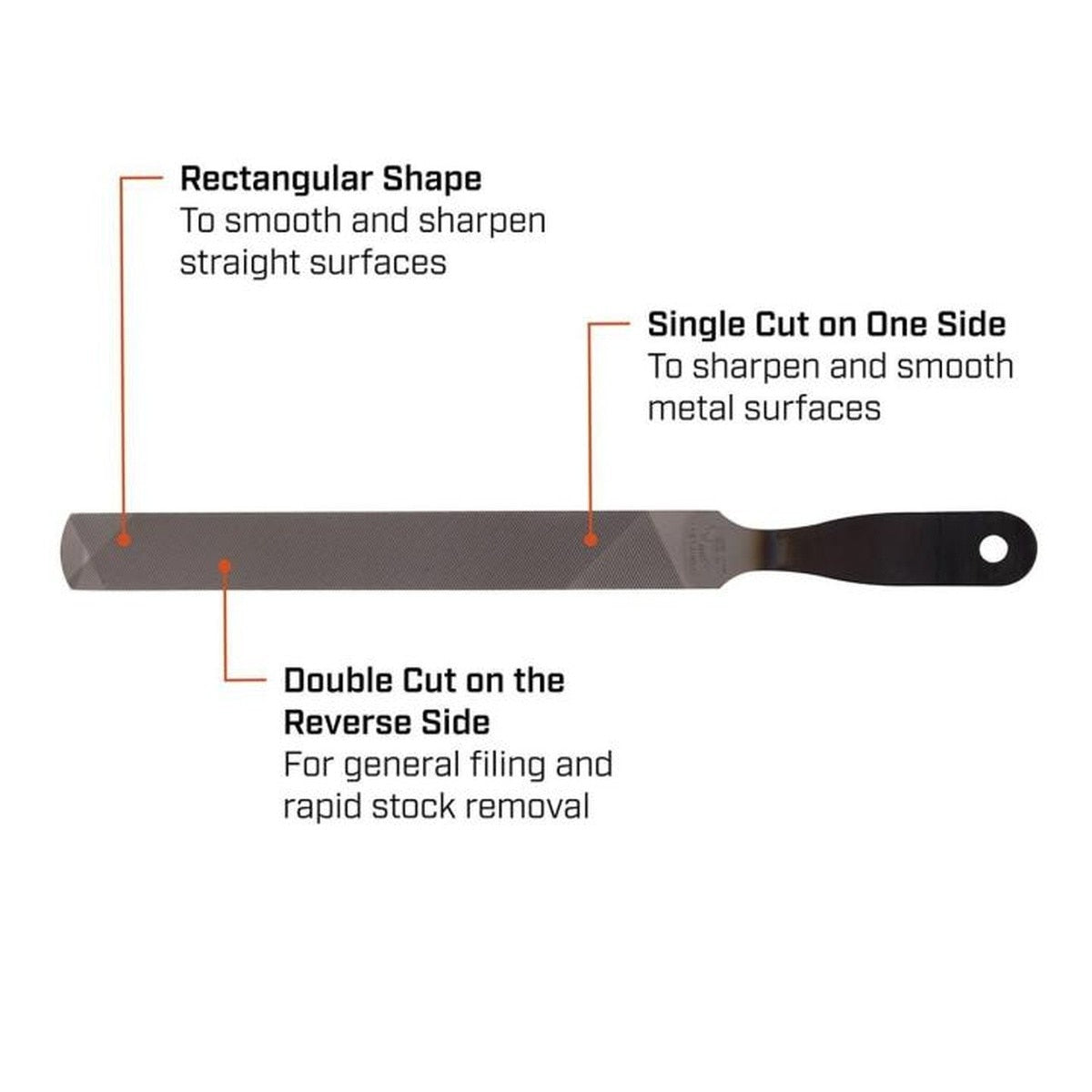 Nicholson 06602N 8" Rectangular Double Single Cut Handy File - 2