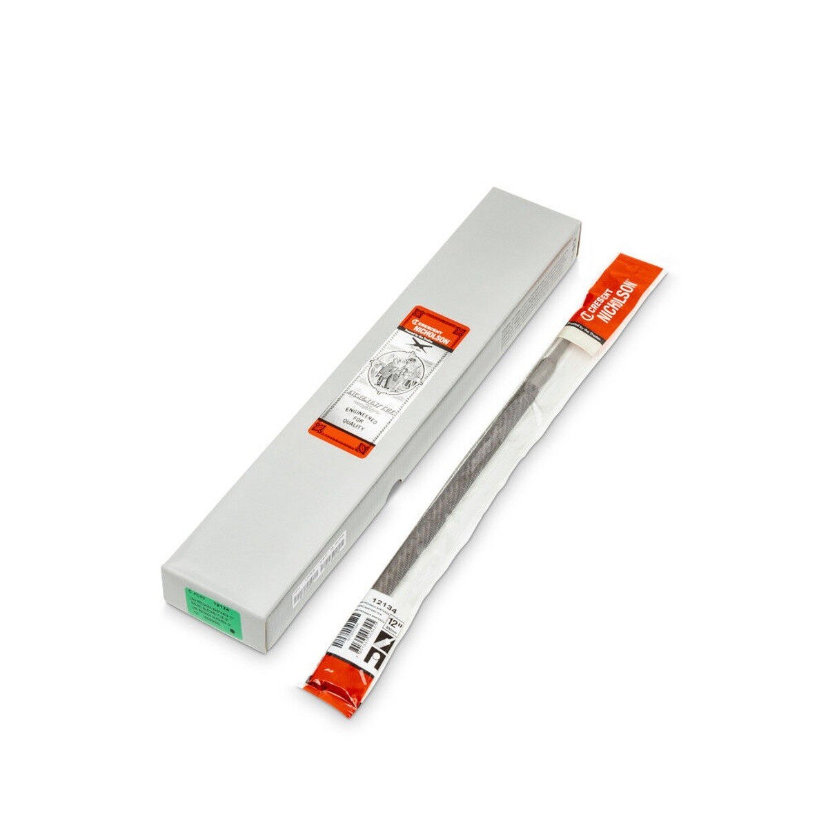 Nicholson 12134 12" Bastard Cut Machinists Boxed Round File for Circular Openings and Concave Surfaces - 2