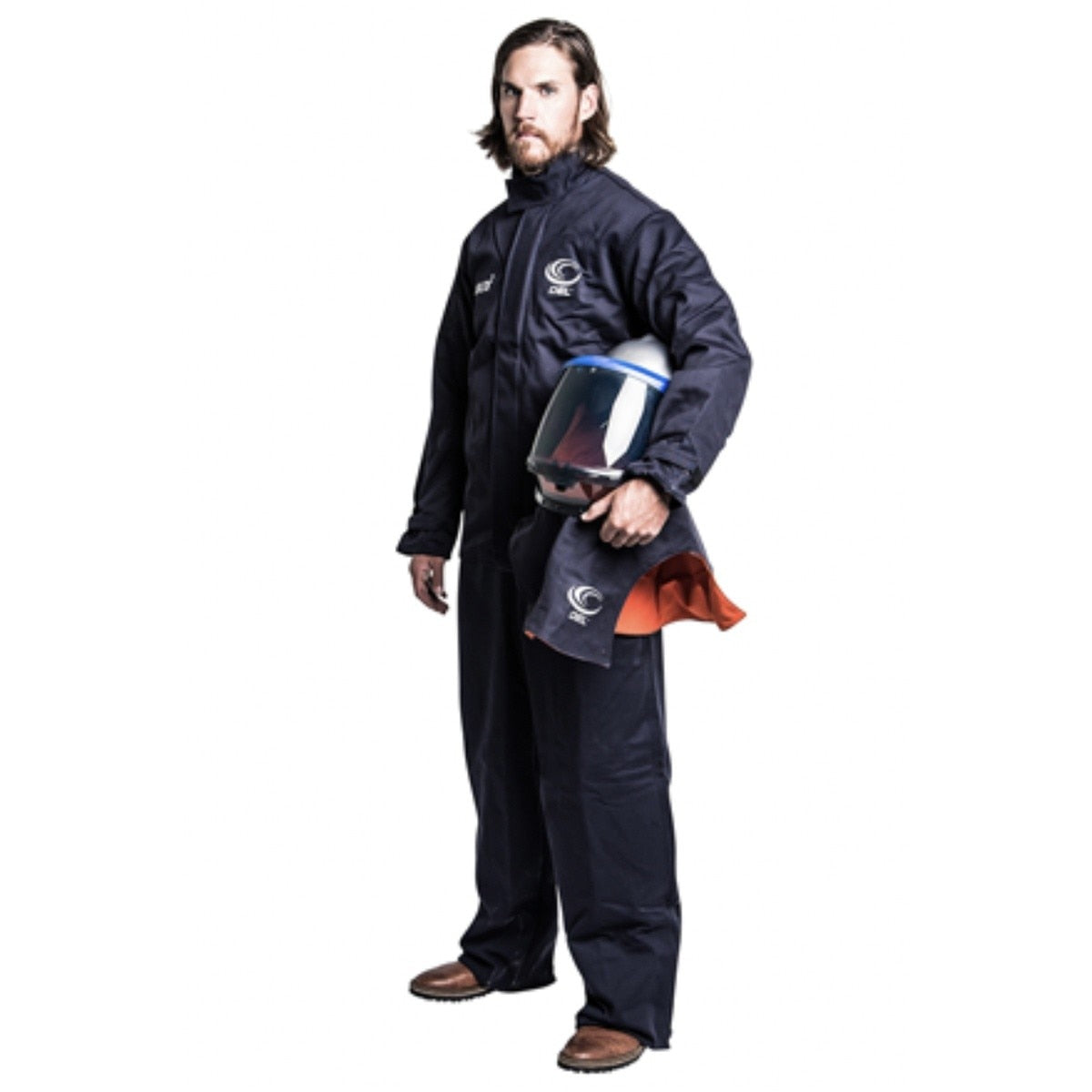 OEL AFW40LF-F-KJB-L 40 Cal Arc Flash Jacket and Bib Overall Kit with Lift Front Hood and Fan Khaki Large (Kit)