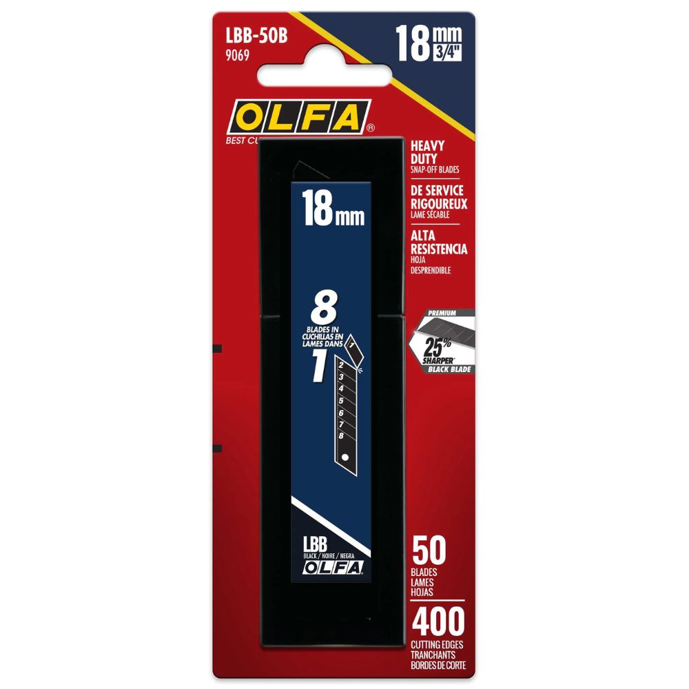 Olfa LBB-50B 9069 18mm Black Snap Blades, 50pk - 2
