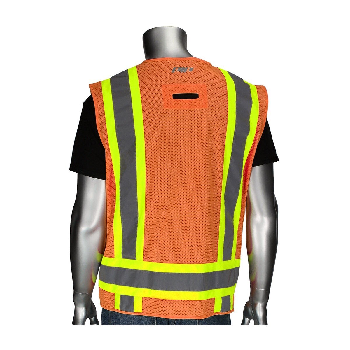 PIP Industrial Products 302-0500D-OR/2X ANSI Type R Class 2 Two-Tone Surveyors Vest Solid Front Mesh Back 11 Pockets 2XL - 2