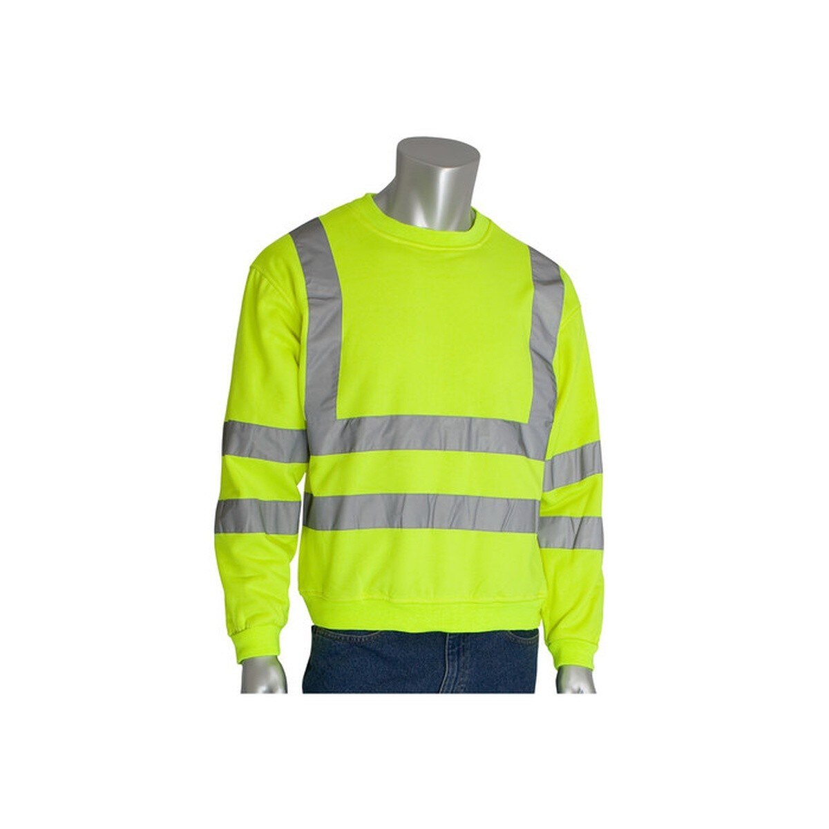 PIP 323-CNSSELY-M Class 3 Crewneck High Visibility Sweatshirt Yellow 44.8" Chest 26.7" Length Medium