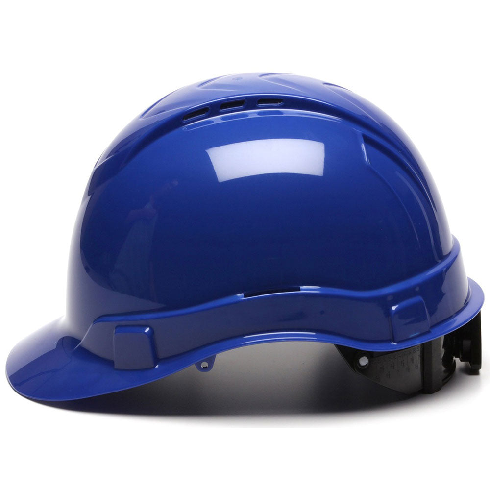 Pyramex HP44160V Ridgeline Hard Hat, Blue Vented Cap Style 4 Pt Ratchet Suspension - 3