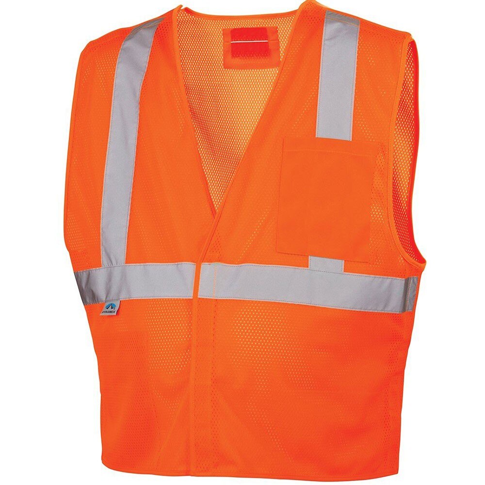 Pyramex RVHL2520BRDXL Safety Vest - Hi-Vis Orange with 5 point D-Ring - X-Large