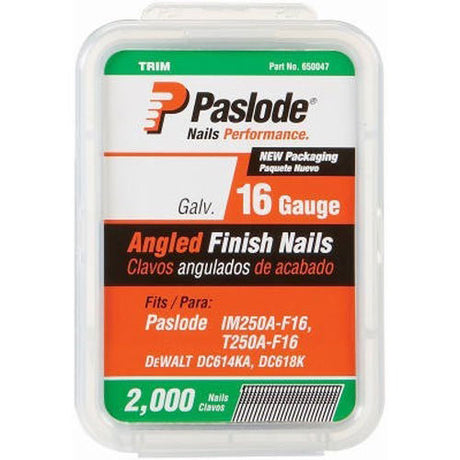 PasLode 650047 2" 16 Gauge Angled Finish Nails GALV. (2,000ct) (6BX/CS)