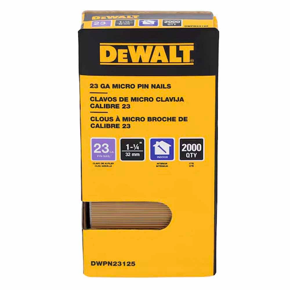 DeWalt DWPN23125 1-1/4 in. x 23 Gauge Micro Pin Nails for Interior Finish Work (2000 Pack)