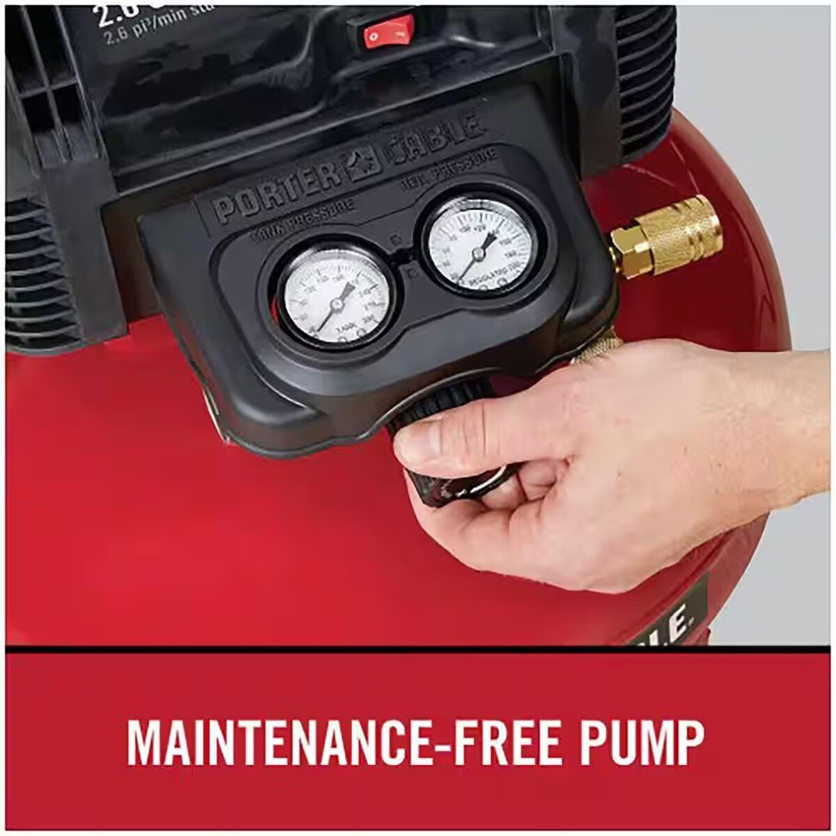 Porter Cable PXCM12236 6 Gal 150 PSI Portable Electric Pancake Air Compressor and 18-Gauge Brad Nailer Combo Kit - 5