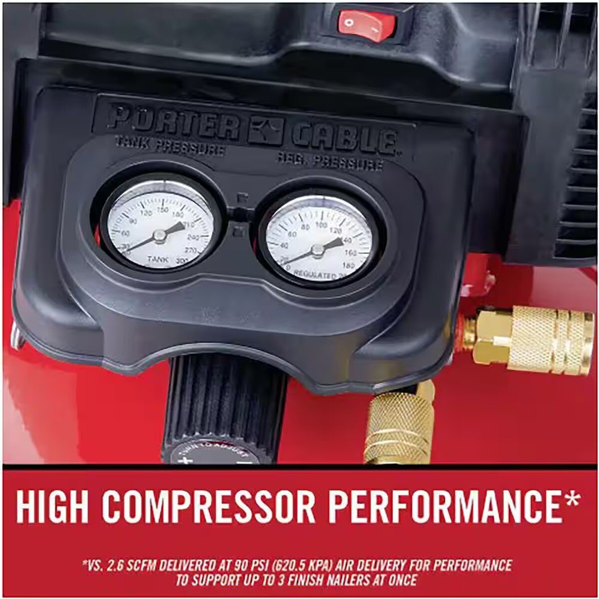 Porter Cable PXCM12236 6 Gal 150 PSI Portable Electric Pancake Air Compressor and 18-Gauge Brad Nailer Combo Kit - 7