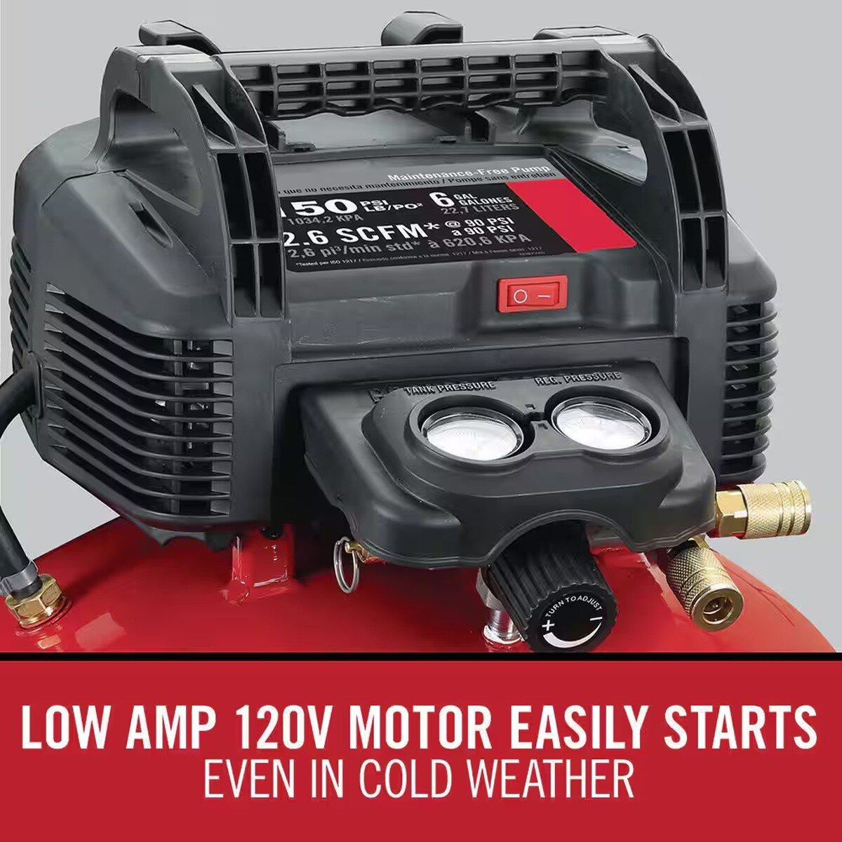 Porter Cable PXCM2002 6 Gal 150 PSI Portable Electric Pancake Air Compressor - 5