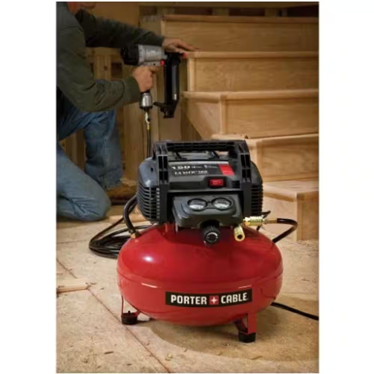 Porter Cable PXCM3KIT 6 Gal 150 PSI Pancake Air Compressor and 3 Nailer Combo Kit - 10