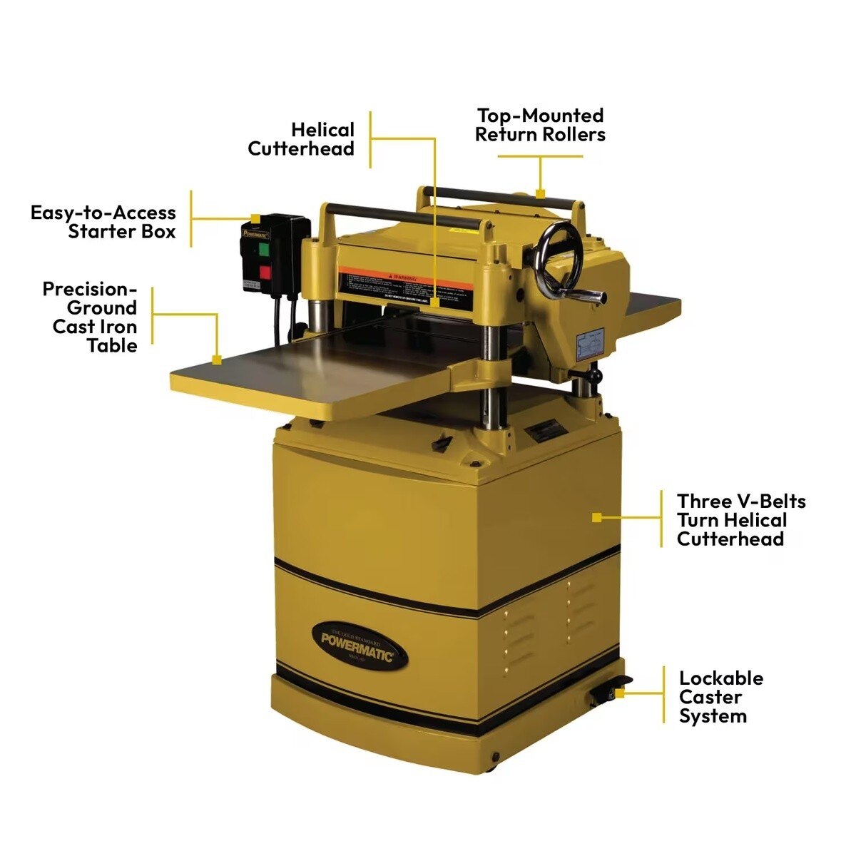 Powermatic PM1-477 15" Floor Standing Planer with Helical Cutterhead 3 HP 230V Single Phase - 2