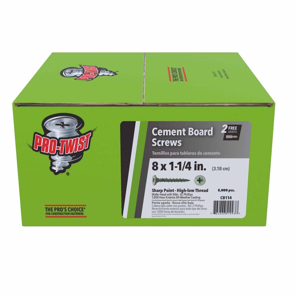 Primesource CB114 Cement Board Screws for Wood or Steel, Wafer Head with Nibs, #8 x 1-1/4" (5,000 Pack) - 6