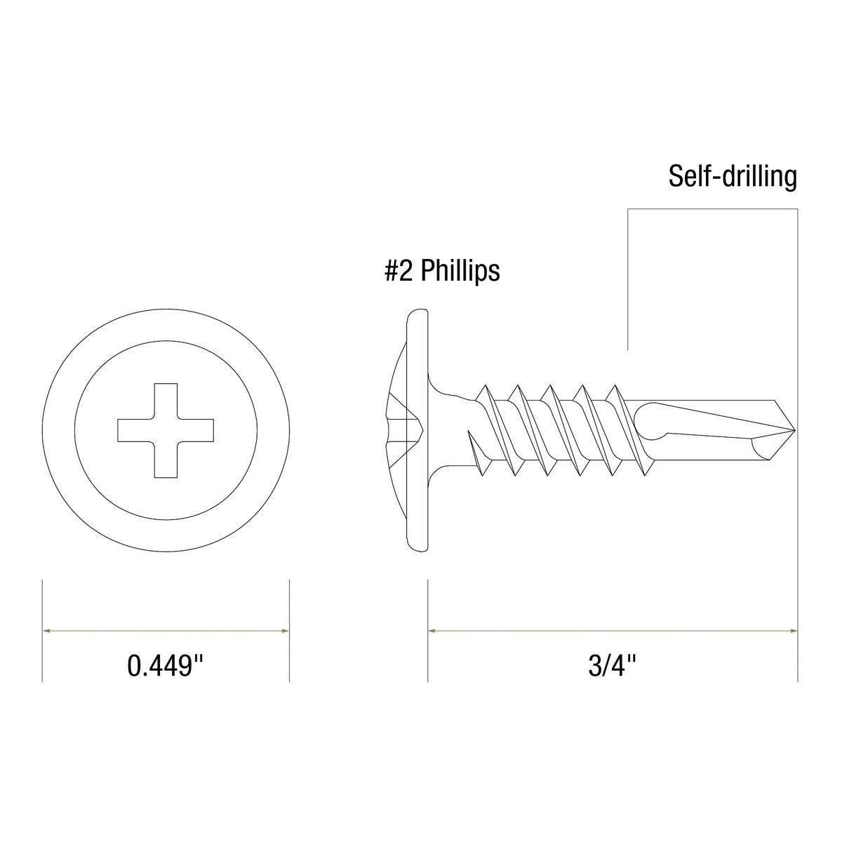 Primesource MTD1034X 10 x 3/4" Modified Truss 3.5 Point Fastener (5M BX) - 3