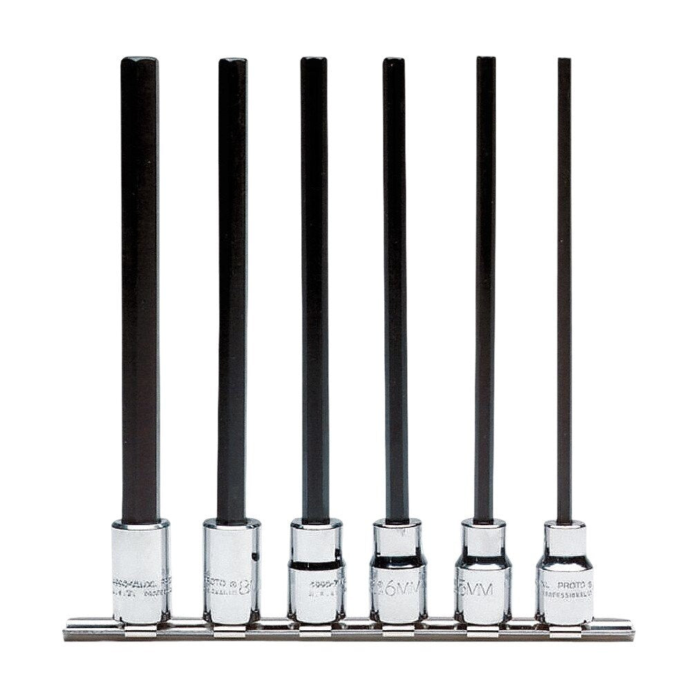 Proto J4990-SMXL 3/8" Drive 6 Piece Metric Extra Long Hex Bit Set