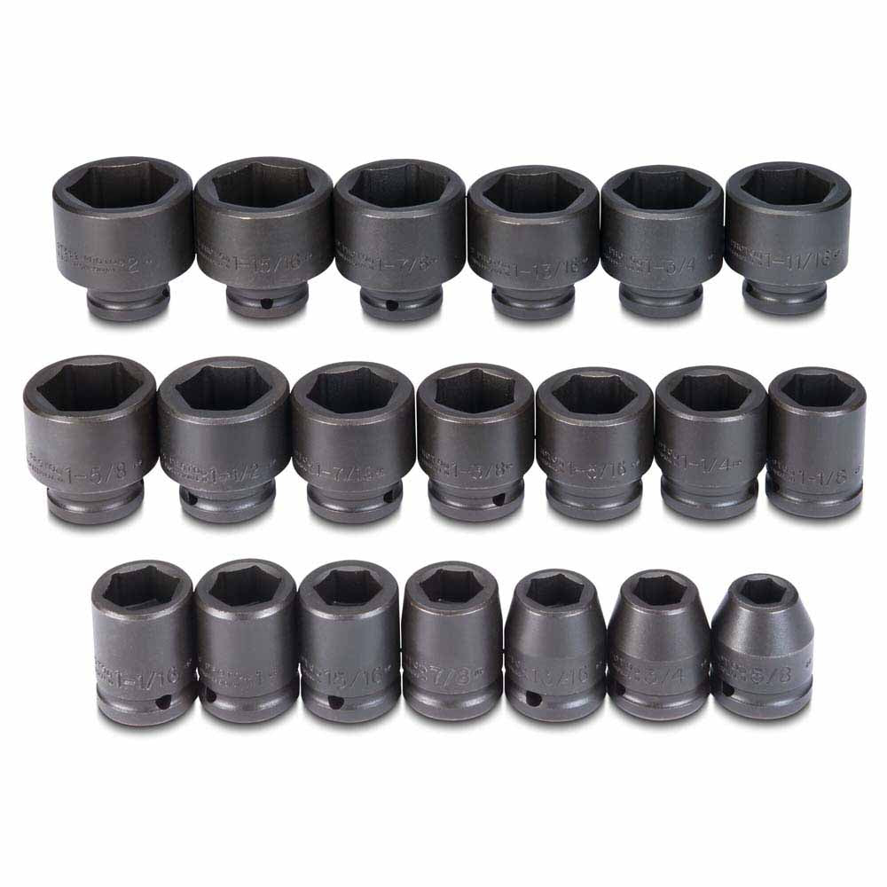 Proto J72103 3/4" Drive 20-Piece Impact Socket Set - 6 Point