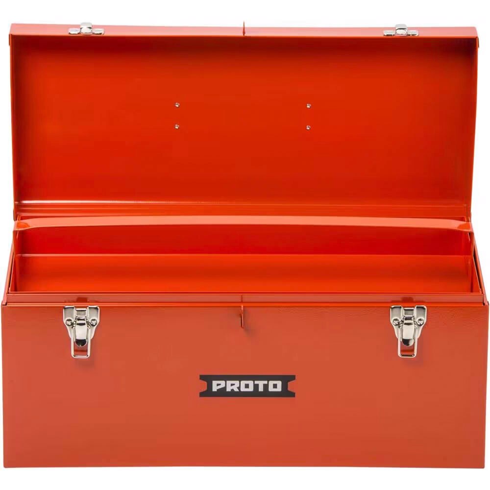 Proto J9975R General Purpose Double Latch Tool Box with Tray, Steel, Red, 20" W x 8.5" D x 9.5" H - 2