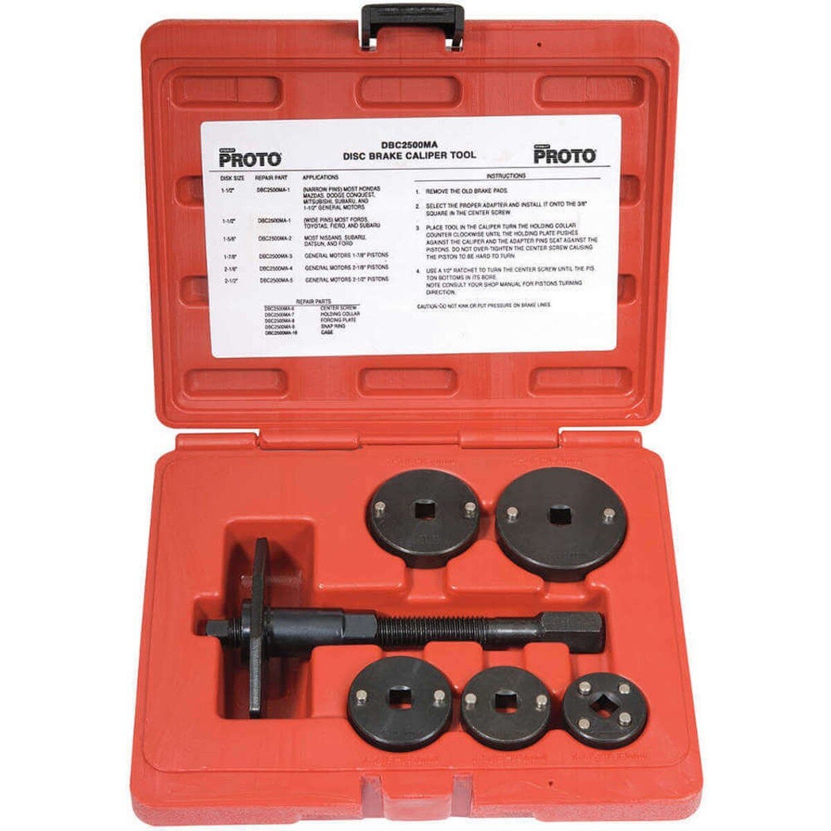Proto JFC2500MA Universal Disc Brake Caliper Tool Set for 4 Wheel Disc Brakes (6 Piece)