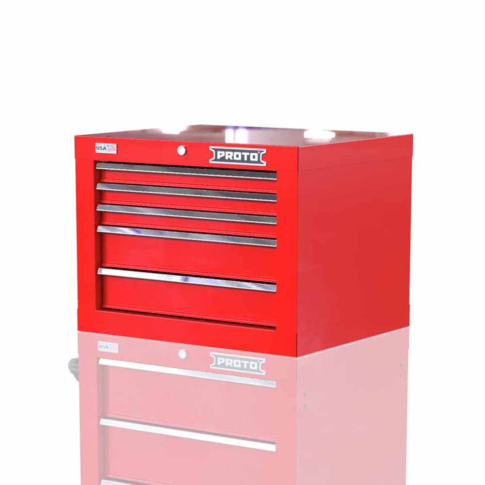 Proto JSTV2720CS05RD 27" 5-Drawer Single Bank Short Top Chest, Red - 2