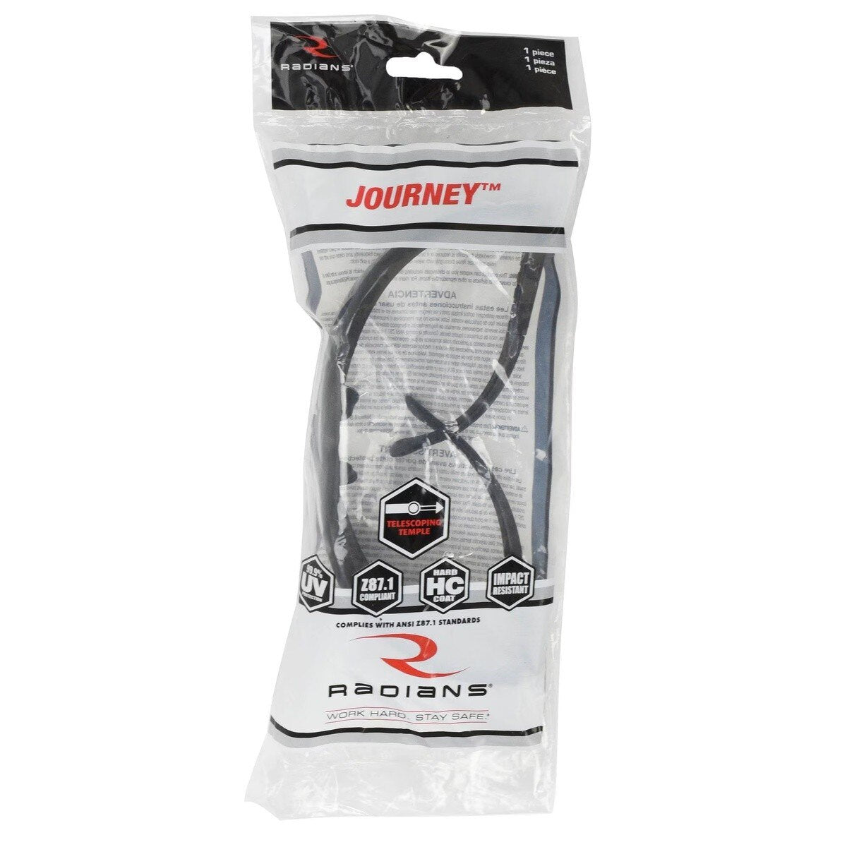 Radians JR0121ID Journey Safety Glasses with Black Frame and Smoke Anti-Fog Polycarbonate Lenses - 5