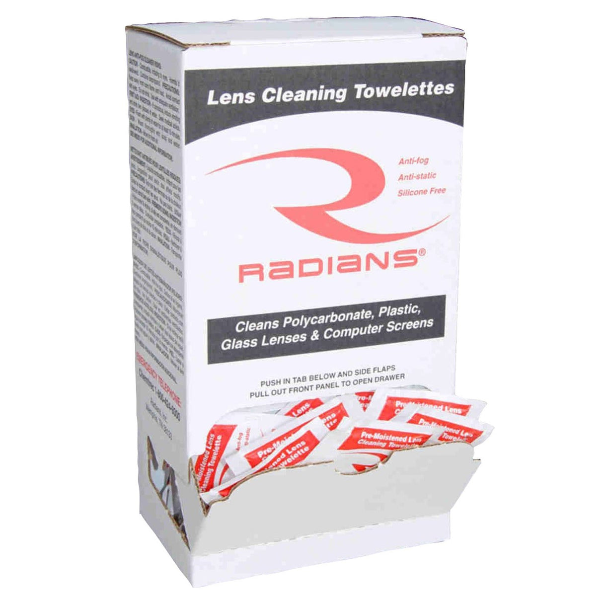 Radians LCD100 Lens Cleaning Toweletter Dispenser, 100 Pack