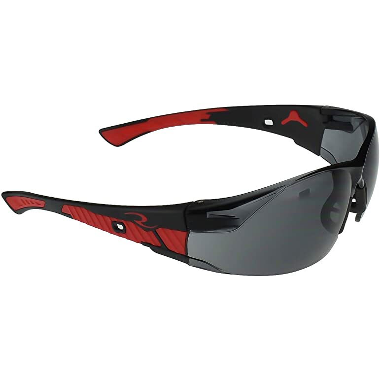 Radians OBL1-20 Gray Obliterator Safety Glasses, Red/black Frame
