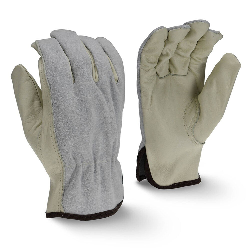 Radians RWG4222M Standard Grain Cowhide Leather Driver Gloves, Grey, M, 12 pk