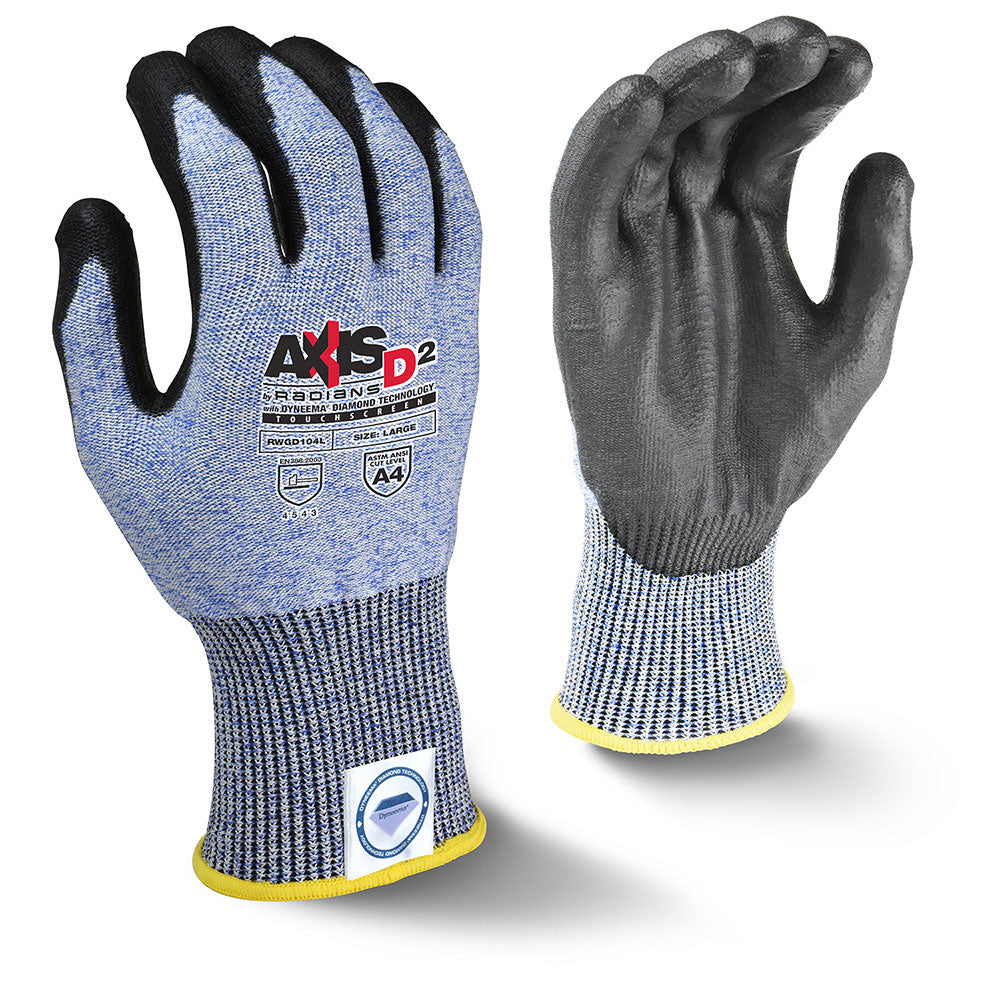 Radians RWGD104M AXIS D2 Dyneema Cut Protection Level A4 Touchscreen Glove, Medium
