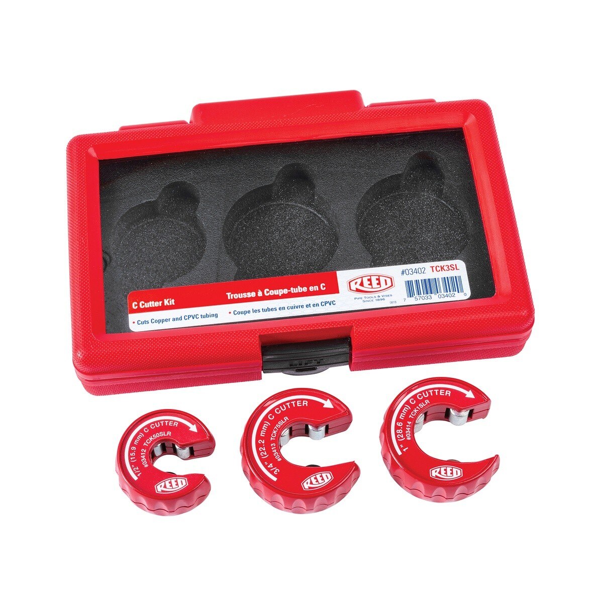 Reed 03402 C Cutter Kit for Copper and CPVC Tubing 1/2" to 1" (3 Piece Kit) (TCK3SL) - 2