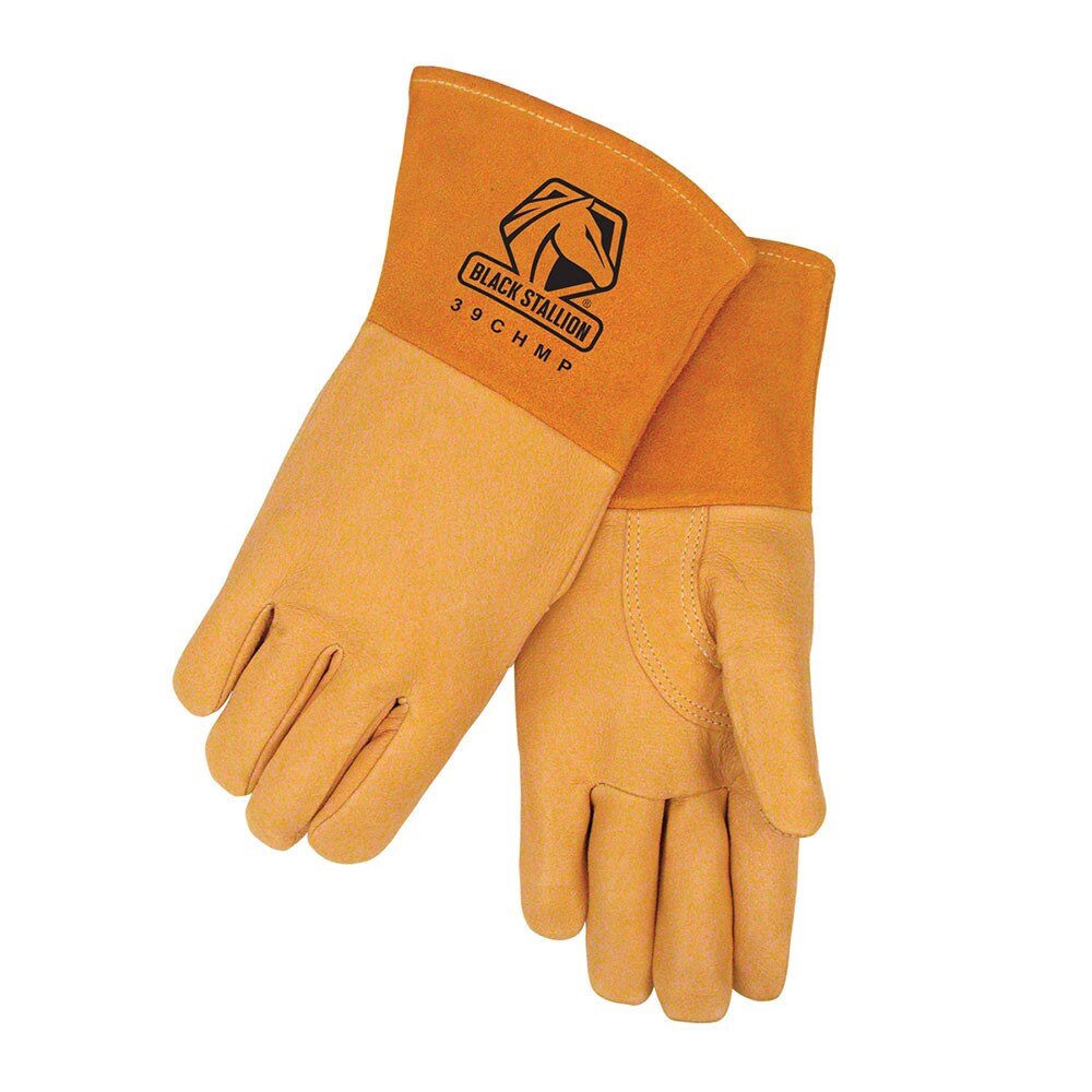 Black Stallion 39CHMP-S Mighty Mig Champion Premium Grain Pigskin Welding Gloves, Small