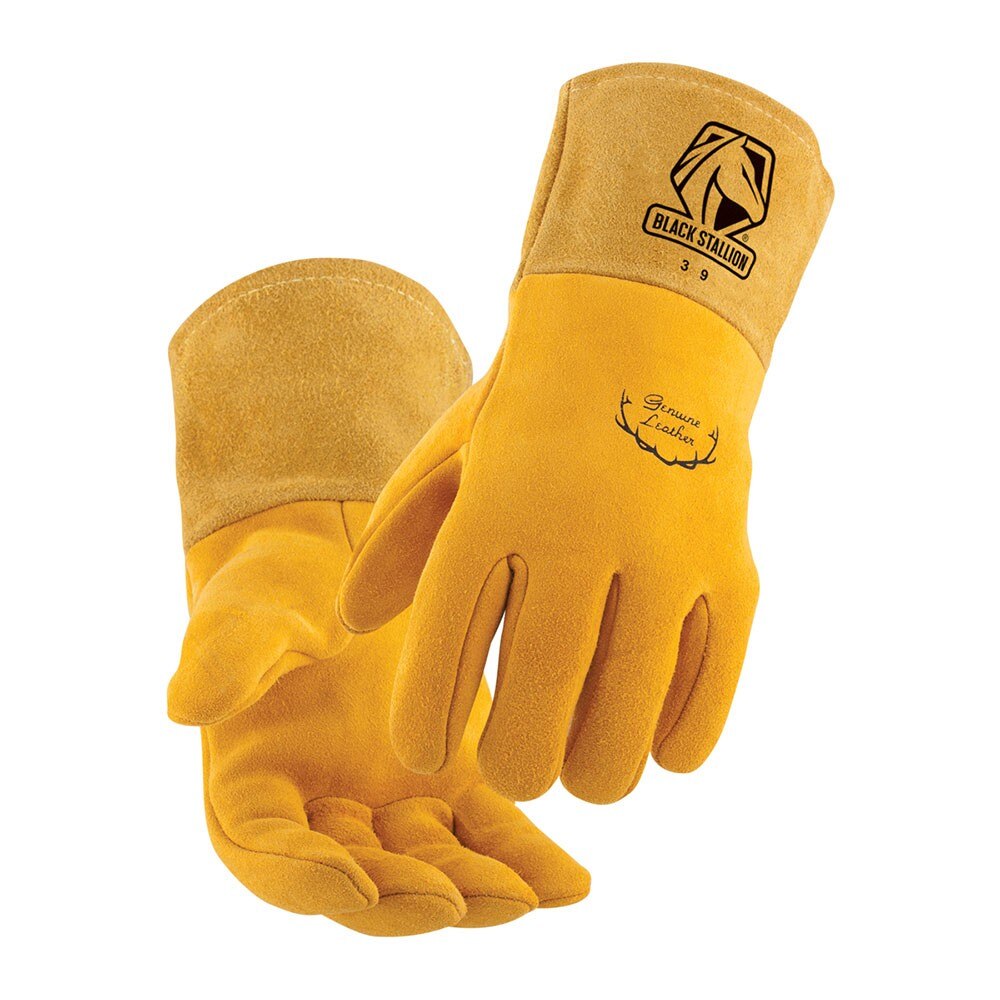 Black Stallion 39L Mighty Mig Premium Deerskin Welding Gloves, Large