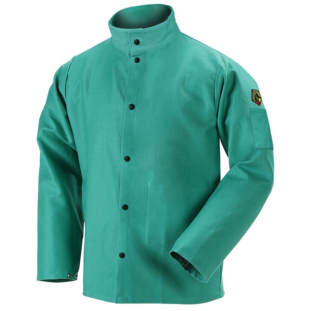 Black Stallion F9-30C-XXXL TruGuard 200 Flame Resistant Cotton Welding Jacket Coat, Green, 3XL