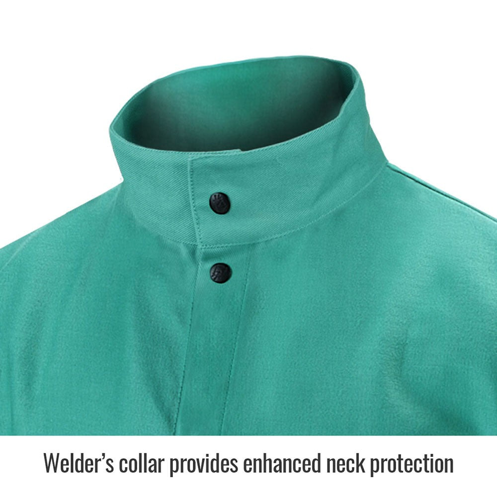 Black Stallion F9-30C-XXXL TruGuard 200 Flame Resistant Cotton Welding Jacket Coat, Green, 3XL - 2