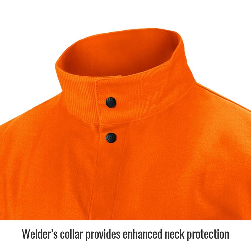 Black Stallion FO9-30C-2XL TruGuard 200 FR Cotton Welding Jacket, Safety Orange, 2XL - 2