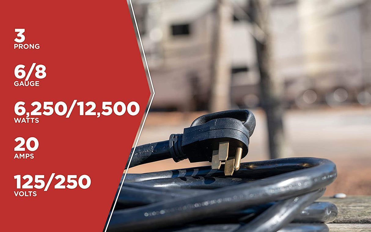 Road Power 65039701 6/8 Gauge 30 ft. Extra Heavy Duty, 3 prong, STW RV Power Cord, 50 AMP, 6250 - 8
