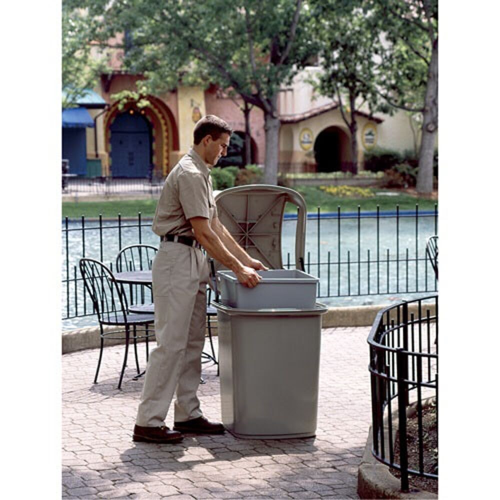 Rubbermaid FG395800GRAY Untouchable Square Container, Durable Polyethylene Waste Receptacle (35 US gal.) - 2