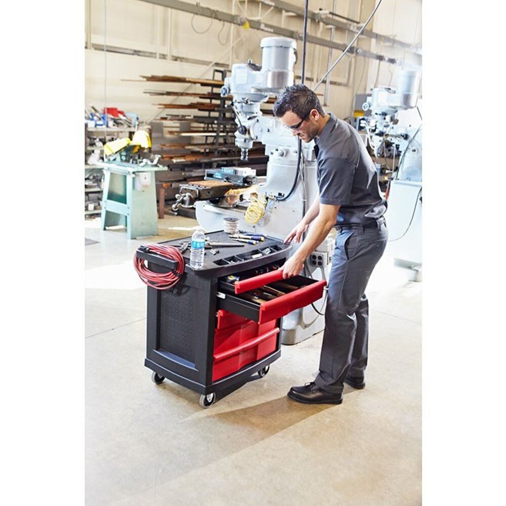 Rubbermaid FG773488BLA 5-Drawer Mobile Work Center for Tool and Supply Storage - 7