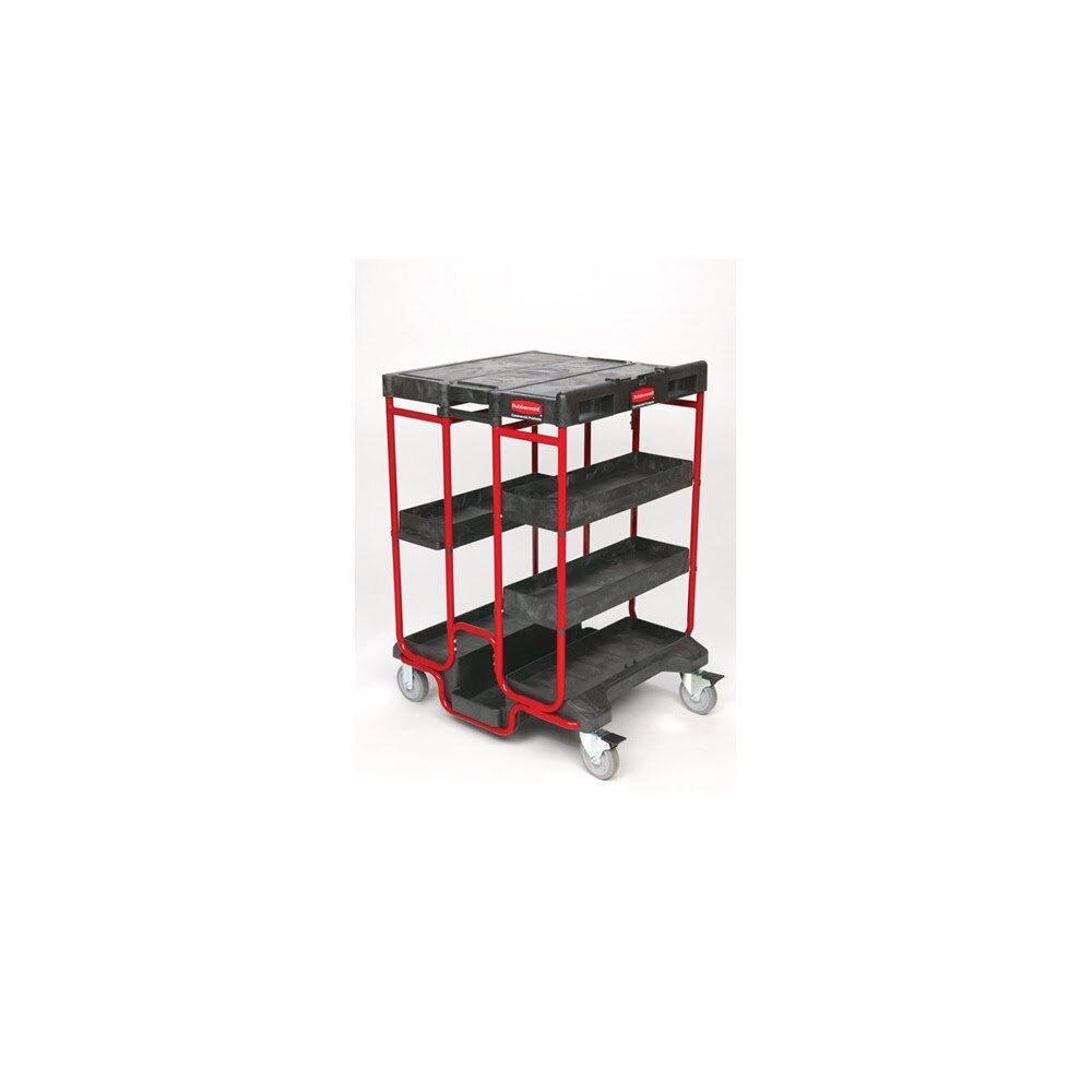 Rubbermaid FG9T5700BLA Ladder Cart with Compact Footprint and Tall Profile - 2