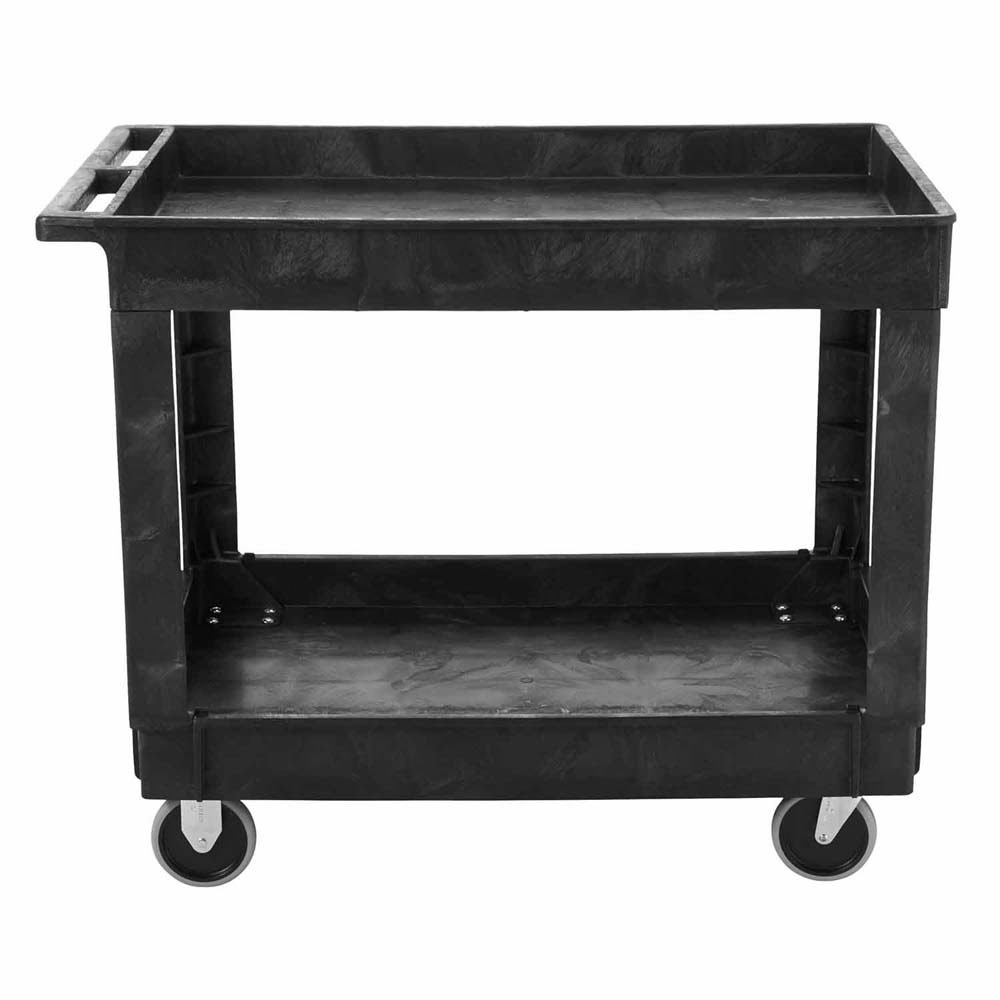 Rubbermaid FG9T6700BLA 2 Shelf Utility Cart with 4 in. Casters