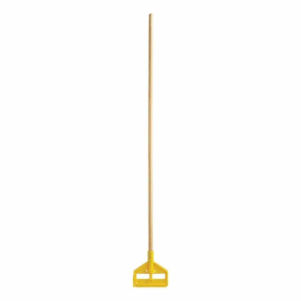 Rubbermaid FGH116000000 Invader Side Gate Wet Mop Handle, Large Yellow Plastic Head, Hardwood Handle