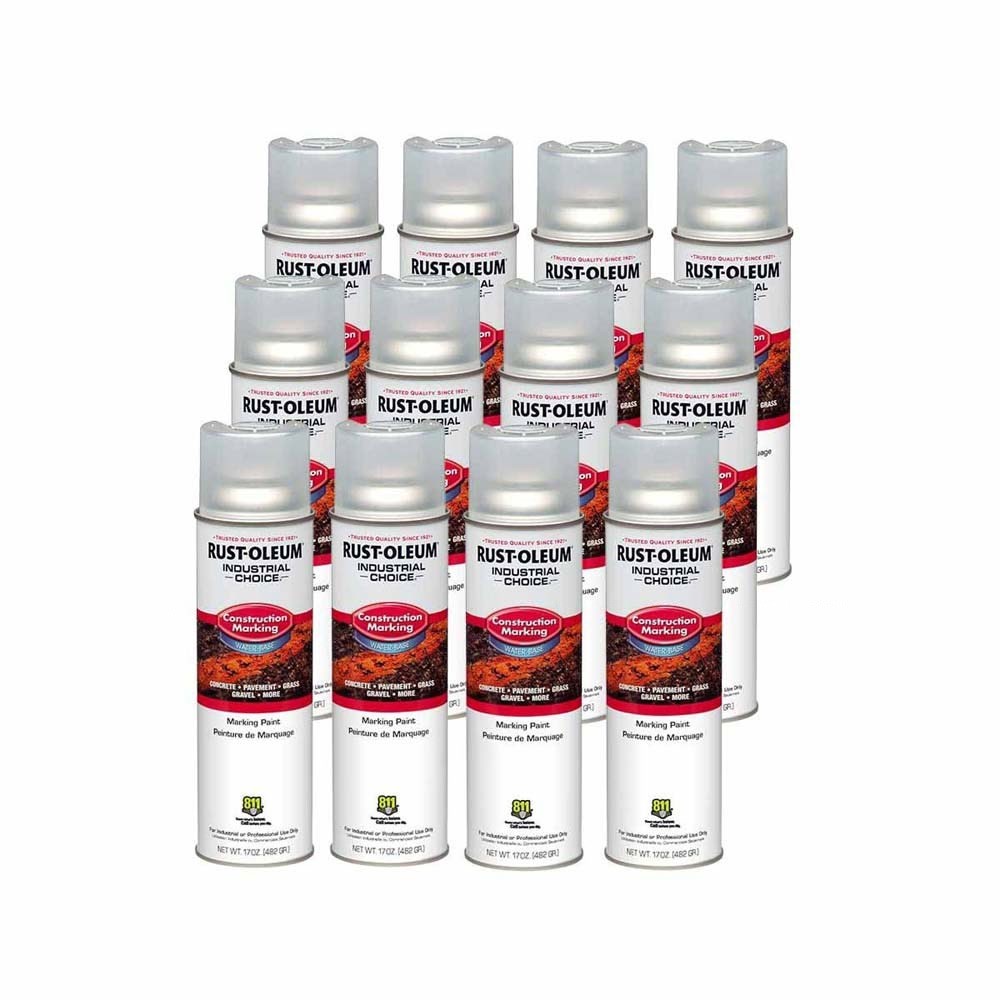 Rust-Oleum 264693 M1400 Water-Based Construction Marking Paint, Clear, 17 oz (12 Pack) - 2